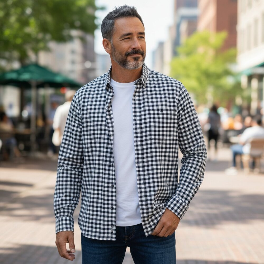 H&M Men's EUC Regular Fit Coupe Standard Flannel Checkered Shirt | Size L